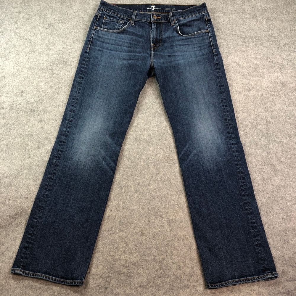 7 For All Mankind Men’s Straight Jeans - Dark Blue Wash